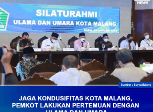 PEMKOT MALANG LAKUKAN PERTEMUAN DENGAN ULAMA DAN UMARA GUNA JAGA KONDUSIFITAS